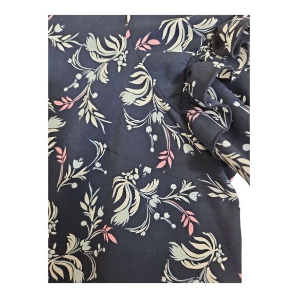 Lane Bryant Navy Floral Ruffled Short Sleeve Blouse Size 24 - Picture 5 of 8